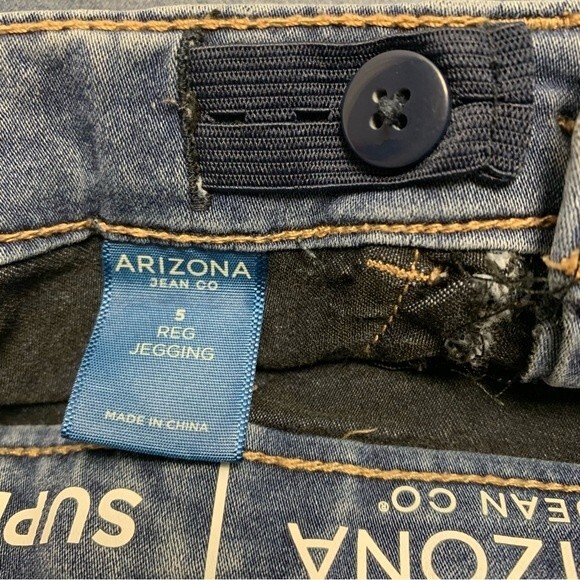 Distressed Patched Superflex Jean Girl 5 Blue Denim Medium Wash Adjustable Waist - Picture 5 of 6